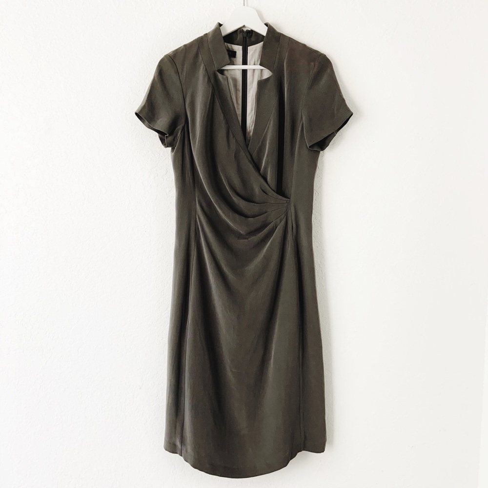 Lafayette 148 Silk Gray Knee Length Midi Dress XS Size 2